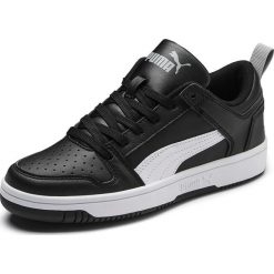 BUTY REBOUND. Czarne trampki i tenisówki damskie Puma, bez wzorów, z gumy, bez zapięcia. Za 249,99 zł.