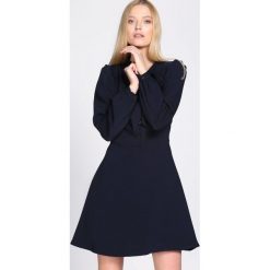 Granatowa Sukienka Sources. Szare sukienki mini damskie marki Born2be, na imprezę, s, ze stójką, długie. Za 104,99 zł.