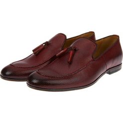 Buty Bordowe Nevis. Czerwone mokasyny męskie LANCERTO, na lato, ze skóry, casualowe. W wyprzedaży za 399,90 zł.