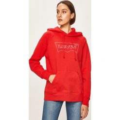 Levi's - Bluza. Czerwone bluzy damskie Levi's®, s, z aplikacjami, z bawełny, bez rękawów, z kapturem. Za 279,90 zł.