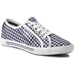 Tenisówki PEPE JEANS - Aberlady Capri PLS30255 Sailor 580. Niebieskie półbuty damskie Pepe Jeans, bez wzorów, z jeansu, bez zapięcia. W wyprzedaży za 119,00 zł.