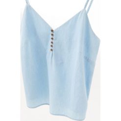 Top z guzikami - Niebieski. Niebieskie topy damskie House, xl, bez wzorów, bez kołnierzyka. W wyprzedaży za 39,99 zł.