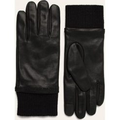 Calvin Klein Jeans - Rękawiczki skórzane. Czarne rękawiczki męskie Calvin Klein Jeans, bez wzorów, z wełny. Za 299,90 zł.