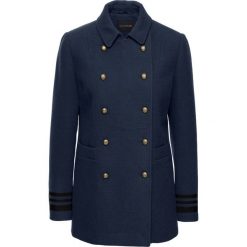 Krótki płaszcz ze złotymi guzikami bonprix ciemnoniebieski. Niebieskie kurtki damskie bonprix, bez wzorów, eleganckie, krótkie. Za 139,99 zł.
