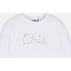 Mayoral - Longsleeve dziecięcy 92-134 cm. Czerwone bluzki dziewczęce Mayoral, z aplikacjami, z elastanu, z okrągłym kołnierzem, z długim rękawem, długie, bez kaptura. W wyprzedaży za 44,90 zł.