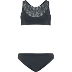Bikini (2 części) bonprix czarny. Czarne stroje kąpielowe dwuczęściowe damskie bonprix, bez wzorów, z koronki. Za 59,99 zł.