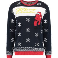 Swetry klasyczne męskie: Shine Original MERRY CHRISTMAS Sweter dark navy