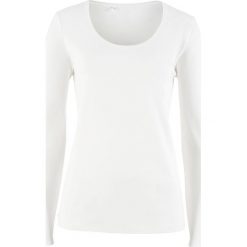 Shirt termiczny z długim rękawem bonprix biel wełny. Białe koszulki damskie marki bonprix, bez wzorów, z wełny, bez kołnierzyka, z długim rękawem. Za 27,99 zł.
