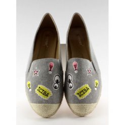 Espadryle szare JUNON. Szare espadryle damskie FunKee.pl, z aplikacjami, z tkaniny, bez obcasa. Za 58,49 zł.