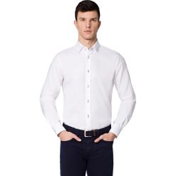 Koszula Biała Almeria. Białe koszule męskie LANCERTO, m, w kratkę, z bawełny, eleganckie. Za 299,90 zł.