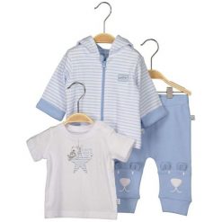 Blue Seven Chłopięcy Komplet Koszulki, Bluzy I Spodni Dresowych 62 Niebieski. Niebieskie bluzy niemowlęce Blue Seven, na lato, bez wzorów, z bawełny, bez rękawów, bez kaptura. Za 109,00 zł.