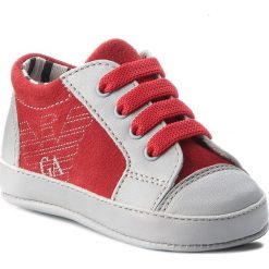 Sneakersy EMPORIO ARMANI - XLX001 XON06 C857 Grey/Red. Szare półbuty dziewczęce na sznurówki. W wyprzedaży za 359,00 zł.