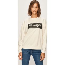 Wrangler - Bluza. Białe bluzy damskie Wrangler, s, z nadrukiem, z bawełny. W wyprzedaży za 99,90 zł.