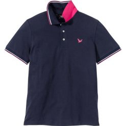 Shirt polo z bawełny pique bonprix ciemnoniebieski. Niebieskie koszulki męskie bonprix, xl, bez wzorów, z bawełny, polo, bez rękawów. Za 49,99 zł.