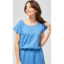 Sukienka bawełniana. Niebieskie sukienki damskie Moodo, s, z bawełny, z okrągłym kołnierzem. Za 34,99 zł.