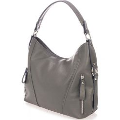 Torebki klasyczne damskie: Skórzana torebka w kolorze szarym – 40 x 28 x 15 cm