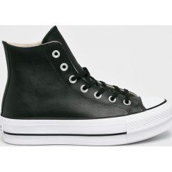 Converse - Trampki. Czarne trampki i tenisówki damskie marki Converse, ze skóry, na sznurówki. W wyprzedaży za 299,90 zł.