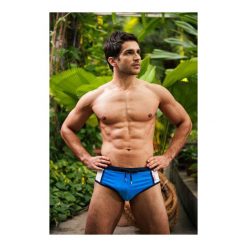 Kąpielówki Brevo blue. Niebieskie kąpielówki męskie Alpha Male, m, bez wzorów, z tkaniny. Za 68,90 zł.