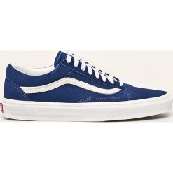 Vans - Tenisówki skórzane. Niebieskie trampki męskie Vans, bez wzorów, ze skóry, na sznurówki. Za 369,90 zł.