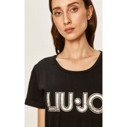 Liu Jo - T-shirt. Białe bluzki damskie Liu Jo, s, z aplikacjami, z elastanu, casualowe, z okrągłym kołnierzem. Za 269,90 zł.