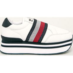 Tommy Hilfiger - Buty skórzane. Białe buty sportowe damskie TOMMY HILFIGER, bez wzorów, ze skóry, sportowe. Za 449,90 zł.