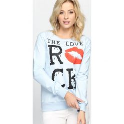 Bluzy damskie: Niebieska Bluza Kiss Back