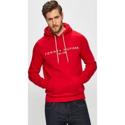 Tommy Hilfiger - Bluza. Niebieskie bluzy męskie TOMMY HILFIGER, s, z nadrukiem, z bawełny, z kapturem, bez rękawów, z kapturem. Za 449,90 zł.