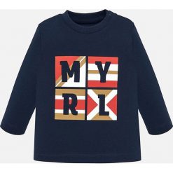 Mayoral - Longsleeve dziecięcy 74-98 cm. Czarne t-shirty chłopięce Mayoral, z nadrukiem, z bawełny, z długim rękawem. Za 39,90 zł.
