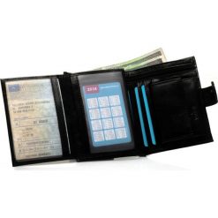 Portfele męskie: Elegancki czarny skórzany męski portfel SOLIER RFID secure
