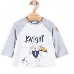 Koszulka. Szare t-shirty chłopięce z długim rękawem marki KNIGHT, z aplikacjami, z elastanu. Za 19,90 zł.