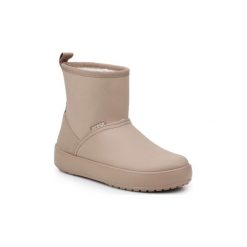 Śniegowce Crocs Colorlite Boot W 16210-2N9. Brązowe klapki damskie Crocs, bez obcasa, bez zapięcia. Za 222,23 zł.