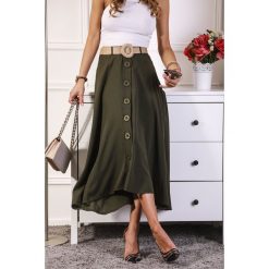 Spódnica FILANA KHAKI. Brązowe spódniczki damskie Spódnica FILANA KHAKI, s, bez wzorów. W wyprzedaży za 69,00 zł.