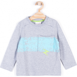 Koszulka. Szare t-shirty chłopięce marki BREAKERS, z aplikacjami, z elastanu, z długim rękawem. Za 29,90 zł.