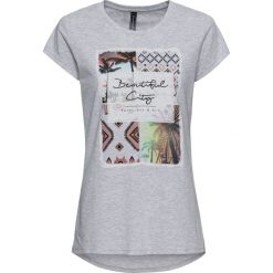 T-shirt bonprix jasnoszary melanż z nadrukiem. Szare t-shirty damskie bonprix, melanż. Za 27,99 zł.
