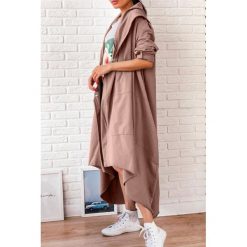 Płaszcz damski ZABERA BEIGE. Brązowe kamizelki damskie Płaszcz damski ZABERA BEIGE, s, bez wzorów, bez kaptura. W wyprzedaży za 119,00 zł.
