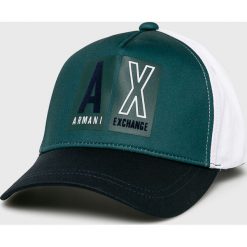 Armani Exchange - Czapka. Zielone czapki męskie Armani Exchange, bez wzorów, z elastanu. Za 219,90 zł.