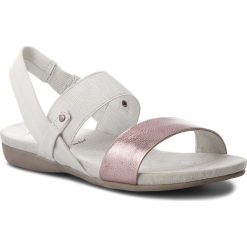Sandały JANA - 8-28100-20 White 100. Białe klapki damskie Jana, bez wzorów, ze skóry, bez obcasa. W wyprzedaży za 149,00 zł.