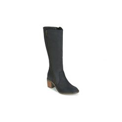 Kozaki Kickers PAOLINA. Czarne kozaki damskie Kickers, bez obcasa, bez zapięcia. W wyprzedaży za 482,30 zł.