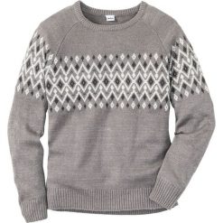 Sweter Regular Fit bonprix szary melanż. Szare swetry klasyczne męskie bonprix, l, melanż. Za 89,99 zł.