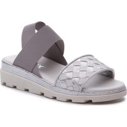 Sandały THE FLEXX - Johanna D1507/21 White/Silver. Szare klapki damskie The Flexx, bez wzorów, ze skóry, bez obcasa. W wyprzedaży za 229,00 zł.