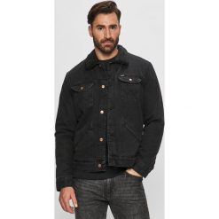 Wrangler - Kurtka jeansowa. Czarne płaszcze męskie Wrangler, s, bez wzorów, z bawełny, krótkie, bez kaptura. Za 499,90 zł.