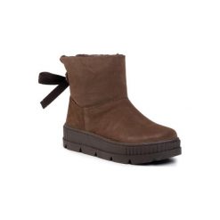 Gino Rossi WI16-FASANO-04 Khaki. Brązowe botki damskie Gino Rossi, ze skóry, bez obcasa, bez zapięcia. Za 299,99 zł.