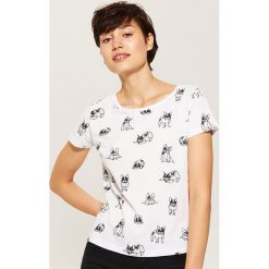 T-shirt w buldogi - Biały. Białe t-shirty damskie House, l. Za 19,99 zł.