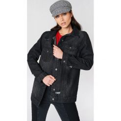 Rut&Circle Długa czarna kurtka jeansowa - Black. Czarne bomberki damskie Rut&Circle, z jeansu. Za 242,95 zł.