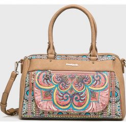 Desigual - Torebka. Szare torebki klasyczne damskie Desigual, w paski, z poliesteru, średnie. Za 239,90 zł.