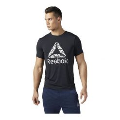 Reebok Koszulka męska Workout ActivChill Graphic czarna r. L (BQ3848). Czarne koszulki sportowe męskie Reebok, m. Za 129,90 zł.