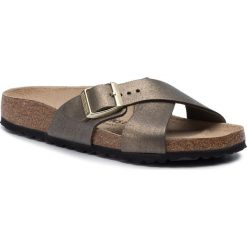 Klapki BIRKENSTOCK - Siena 1014381 Washed Metallic Stone Gold. Szare klapki damskie Birkenstock, bez wzorów, ze skóry, bez obcasa. Za 349,00 zł.