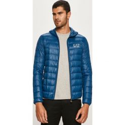 EA7 Emporio Armani - Kurtka puchowa. Niebieskie płaszcze męskie EA7 Emporio Armani, xl, bez wzorów, z materiału, krótkie, z kapturem. Za 749,90 zł.
