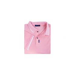 Męska koszulka polo - jasny róż KP8. Różowe koszulki męskie Lanieri Fashion - swetry męskie, m, w kratkę, z bawełny, casualowe, z krótkim rękawem. Za 134,10 zł.