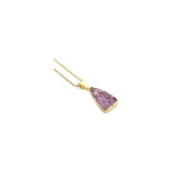 Colare Agat Druza Fiołkowa złoto. Fioletowe naszyjniki damskie Brazi druse jewelry, z agatem, srebrne. Za 170,00 zł.
